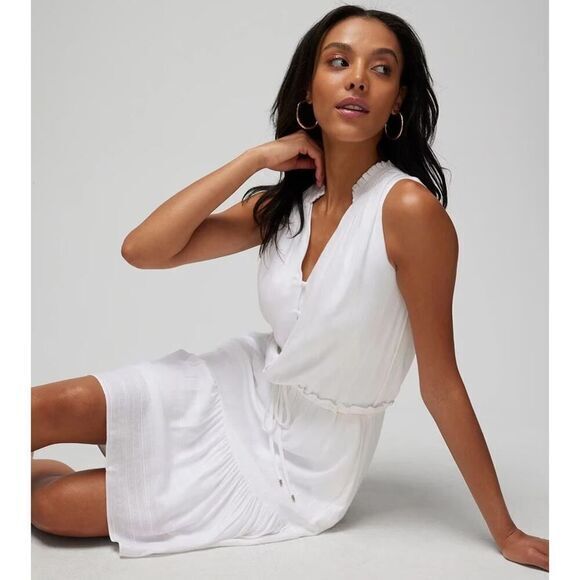 New! White House Black Market Drawstring Mini Dress off white, size M - Picture 2 of 16